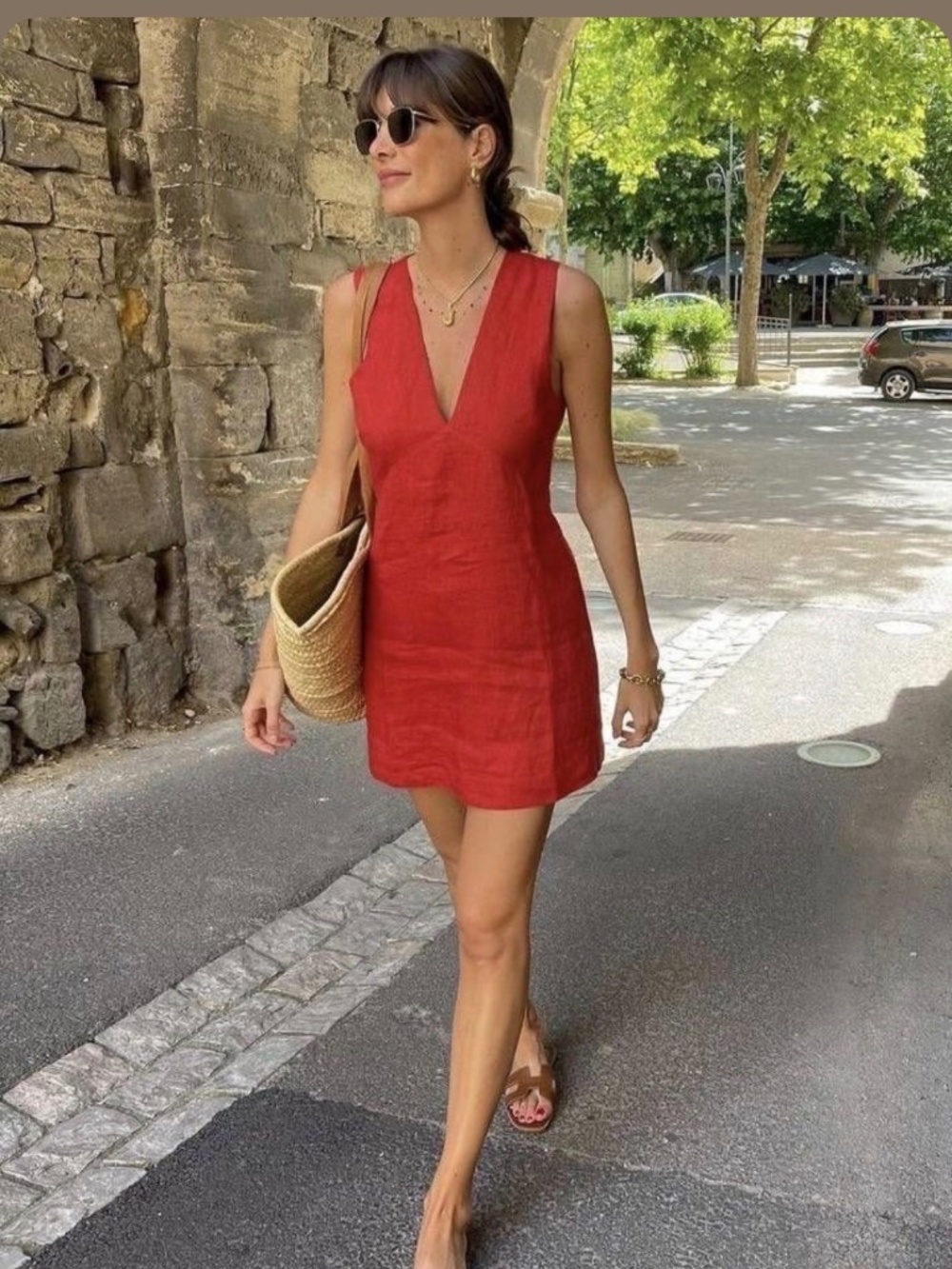 NWT Cotton & Linen V-Neck Short Dress Commense (S)